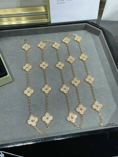 [LUXORA]CLOVER 20 MOTIFS FULL-DIAMOND NECKLACE
