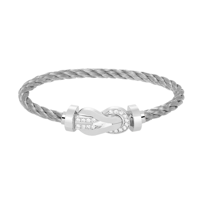 [LUXORA]CHANCE LARGE 8 FIGURE BUCKLE HALF DIAMOND BRACELET SILVER