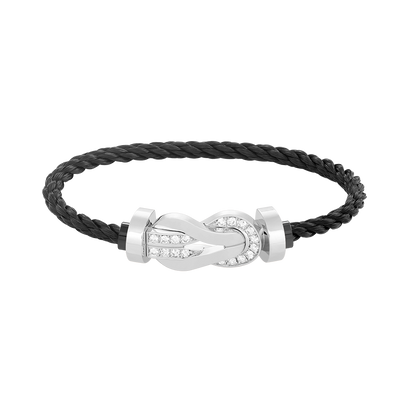 [LUXORA]CHANCE LARGE 8 FIGURE BUCKLE HALF DIAMOND BRACELET SILVER