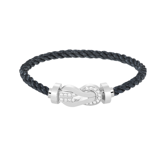 [LUXORA]CHANCE GROSSES 8-FIGUREN-SCHNALLE HALB DIAMANT ARMREIF SILBER