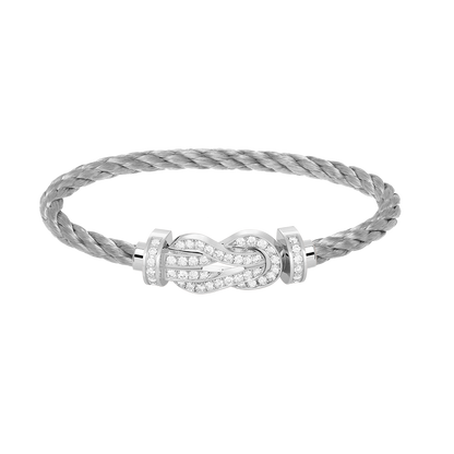 [LUXORA]CHANCE LARGE 8 FIGURE BUCKLE FULL DIAMOND BRACELET SILVER