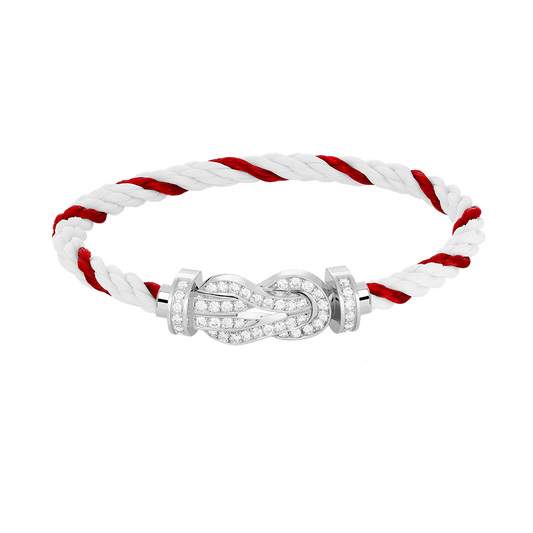 [LUXORA]CHANCE BREITES 8-FIGUREN SCHLIEßEN-ARMBAND MIT VOLLSTÄNDIGEM DIAMANTENBESATZ SILBER