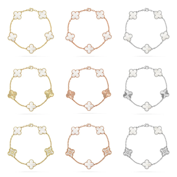 [LUXORA]CLOVER WHITE PEARL MOP 5 MOTIF BRACELET COLLECTION