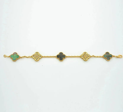[LUXORA] CLOVER 5 MOTIF GRAY MOP BRACELET COLLECTION