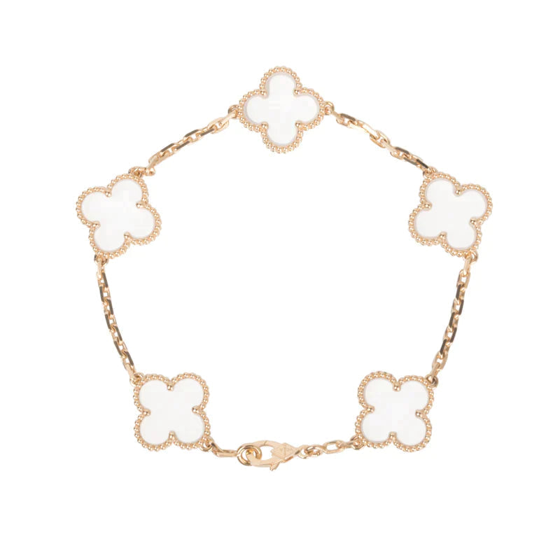 [LUXORA]CLOVER 5 MOTIF ROCK CRYSTAL BRACELET
