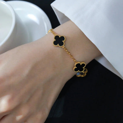 [LUXORA] CLOVER 5 MOTIF ONYXS BRACELET COLLECTION