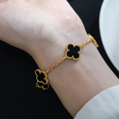 [LUXORA] CLOVER 5 MOTIF ONYXS BRACELET COLLECTION