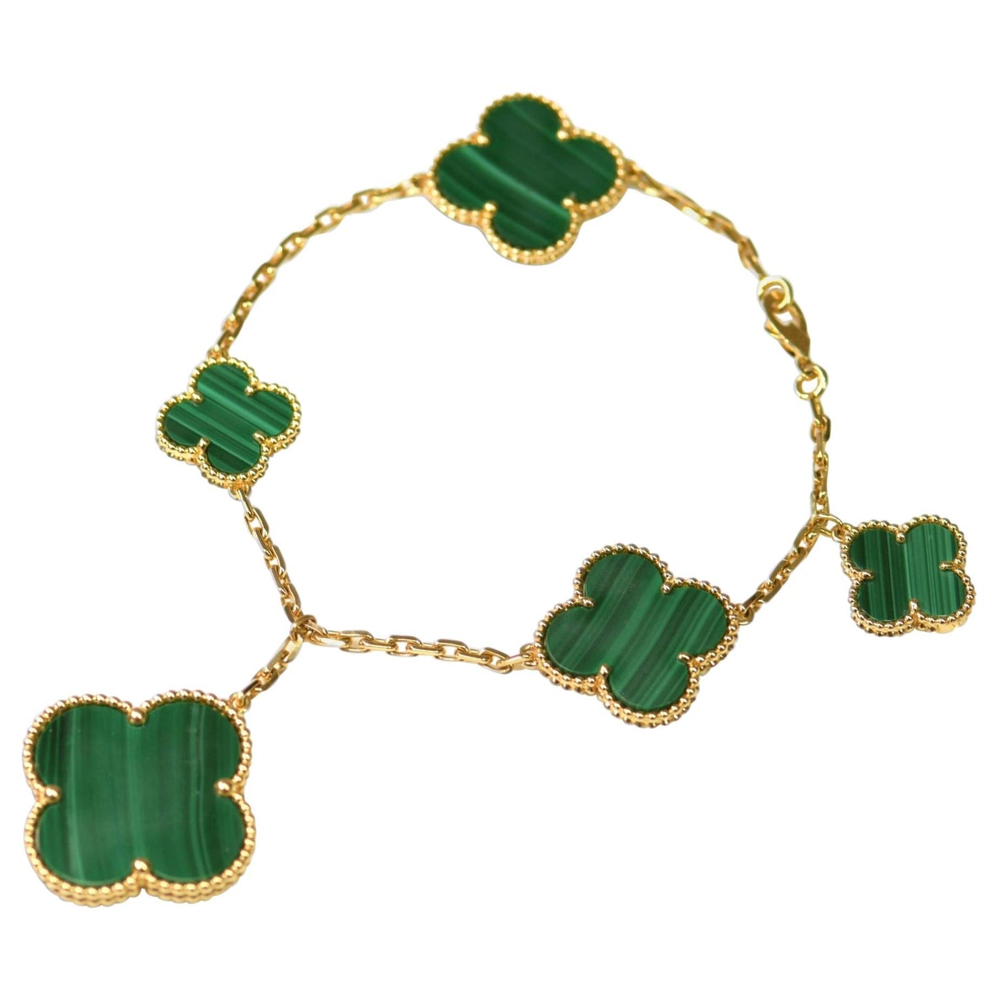 [LUXORA]MAGIC CLOVER MALACHITE GOLD BRACELET 5 MOTIFS