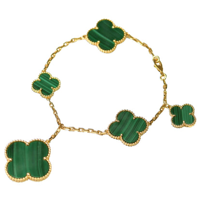 [LUXORA]MAGIC CLOVER MALACHITE GOLD BRACELET 5 MOTIFS