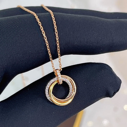 [LUXORA]TRINITY NECKLACE SILVER GOLD PINK GOLD DIAMONDS