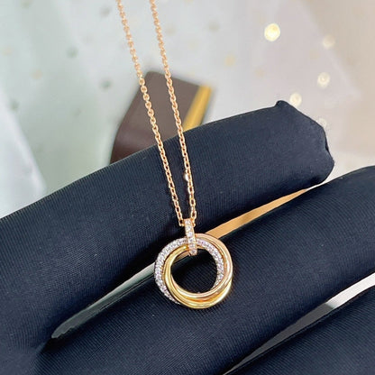 [LUXORA]TRINITY NECKLACE SILVER GOLD PINK GOLD DIAMONDS