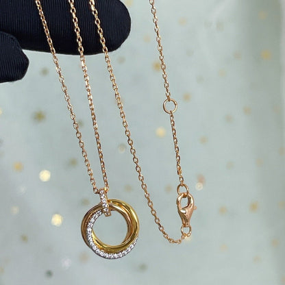 [LUXORA]TRINITY NECKLACE SILVER GOLD PINK GOLD DIAMONDS