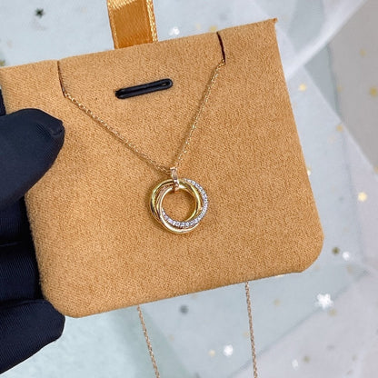 [LUXORA]TRINITY NECKLACE SILVER GOLD PINK GOLD DIAMONDS