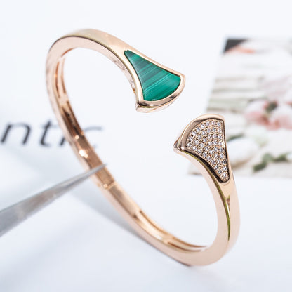 [LUXORA]DREAM BRACELET OPEN MALACHITE PINK GOLD