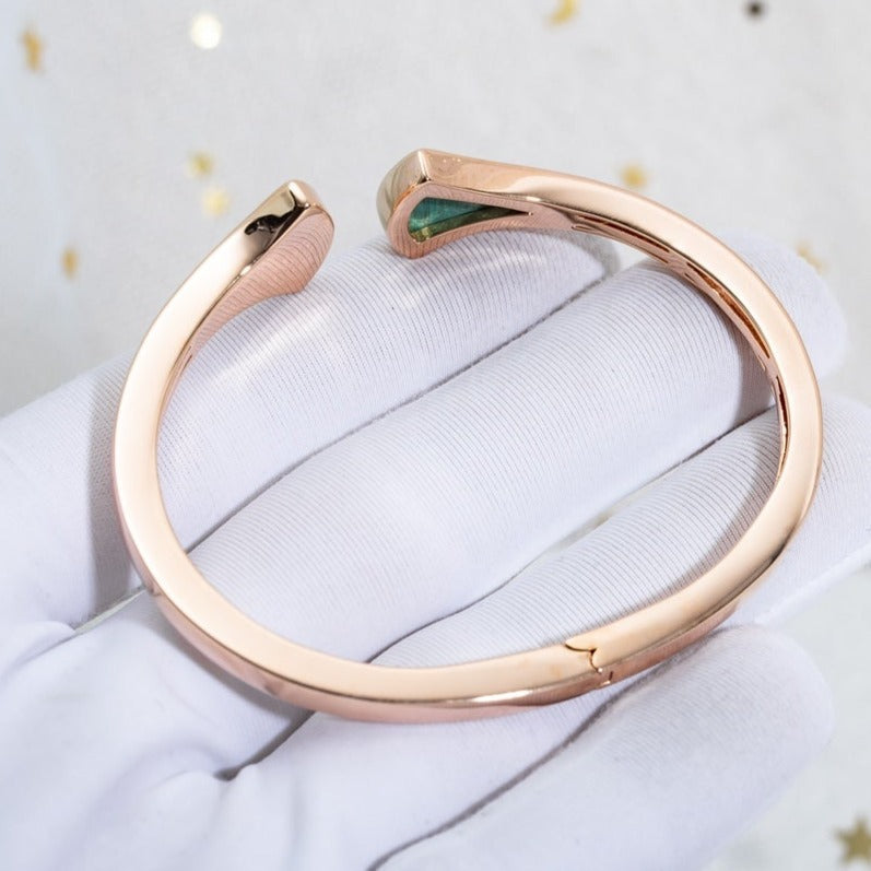 [LUXORA]DREAM BRACELET OPEN MALACHITE PINK GOLD