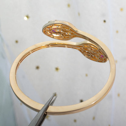 [LUXORA]SERPENTI BRACELET PINK GOLD DIAMOND DOUBLE SNAKE