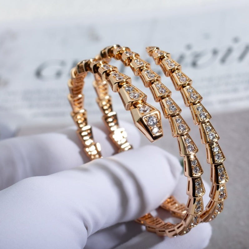 [LUXORA]SERPENTI BRACELET PINK GOLD DIAMOND DOUBLE ROW