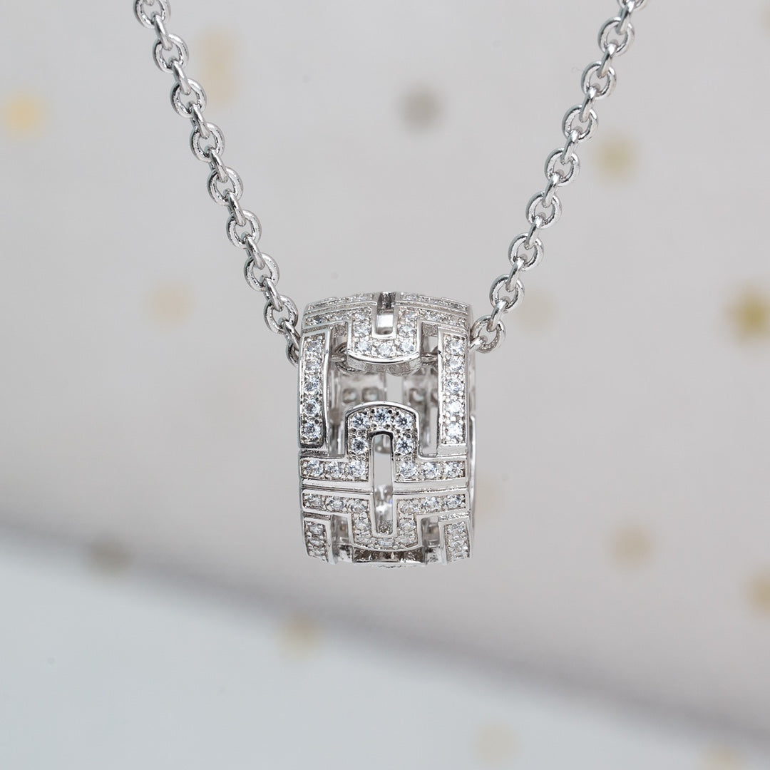 [LUXORA]PARENTESI NECKLACE SILVER DIAMOND