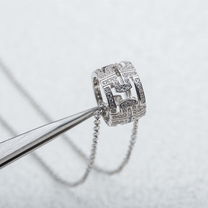 [LUXORA]PARENTESI NECKLACE SILVER DIAMOND