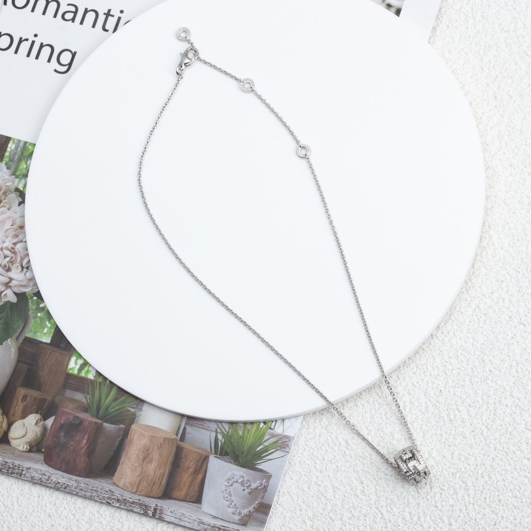 [LUXORA]PARENTESI NECKLACE SILVER DIAMOND