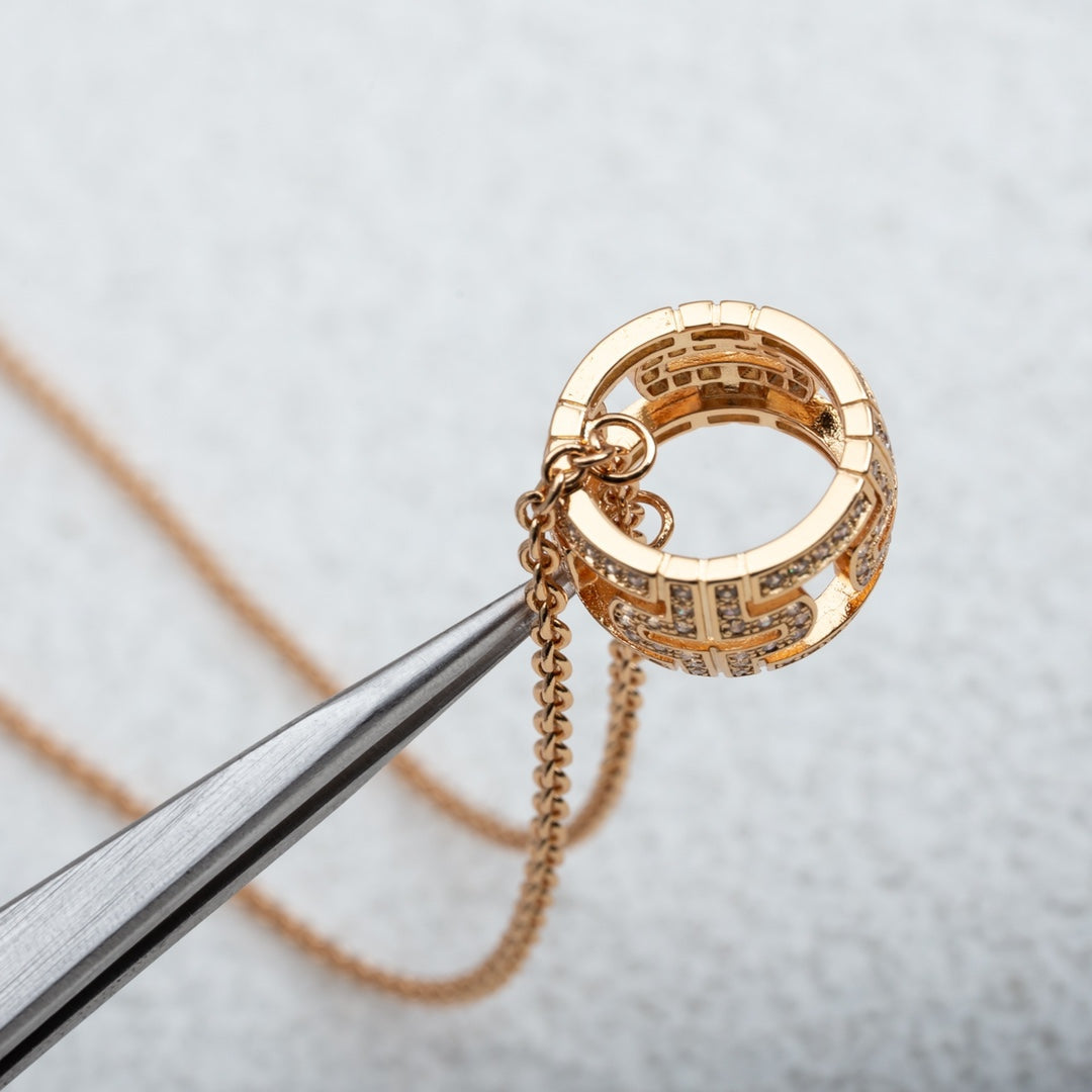 [LUXORA]PARENTESI NECKLACE PINK GOLD DIAMOND