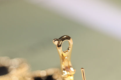[LUXORA]CLOVER EARRINGS GOLD ONYX MOP 3 MOTIF