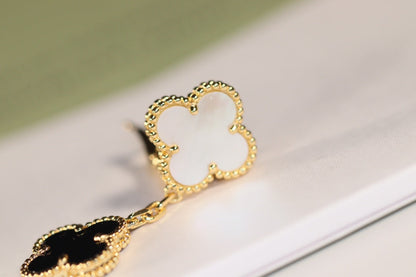 [LUXORA]CLOVER EARRINGS GOLD ONYX MOP 3 MOTIF