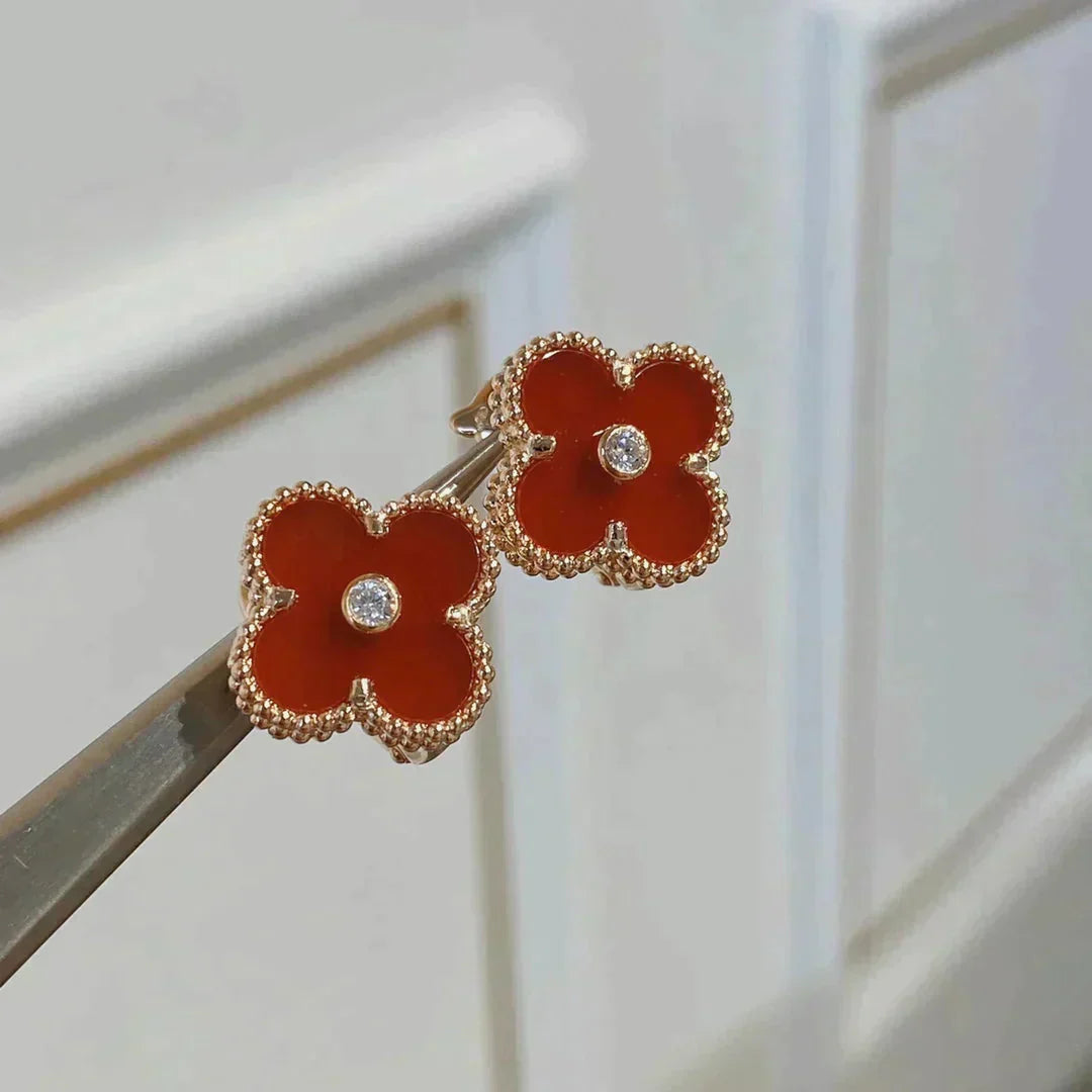 [LUXORA]CLOVER MEDIUM 1 MOTIFS CARNELIAN  DIAMOND earrings