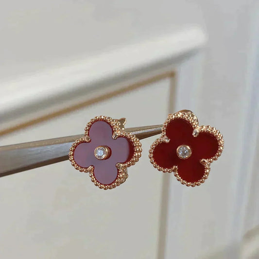 [LUXORA]CLOVER MEDIUM 1 MOTIVE CARNELIAN DIAMOND Ohrringe