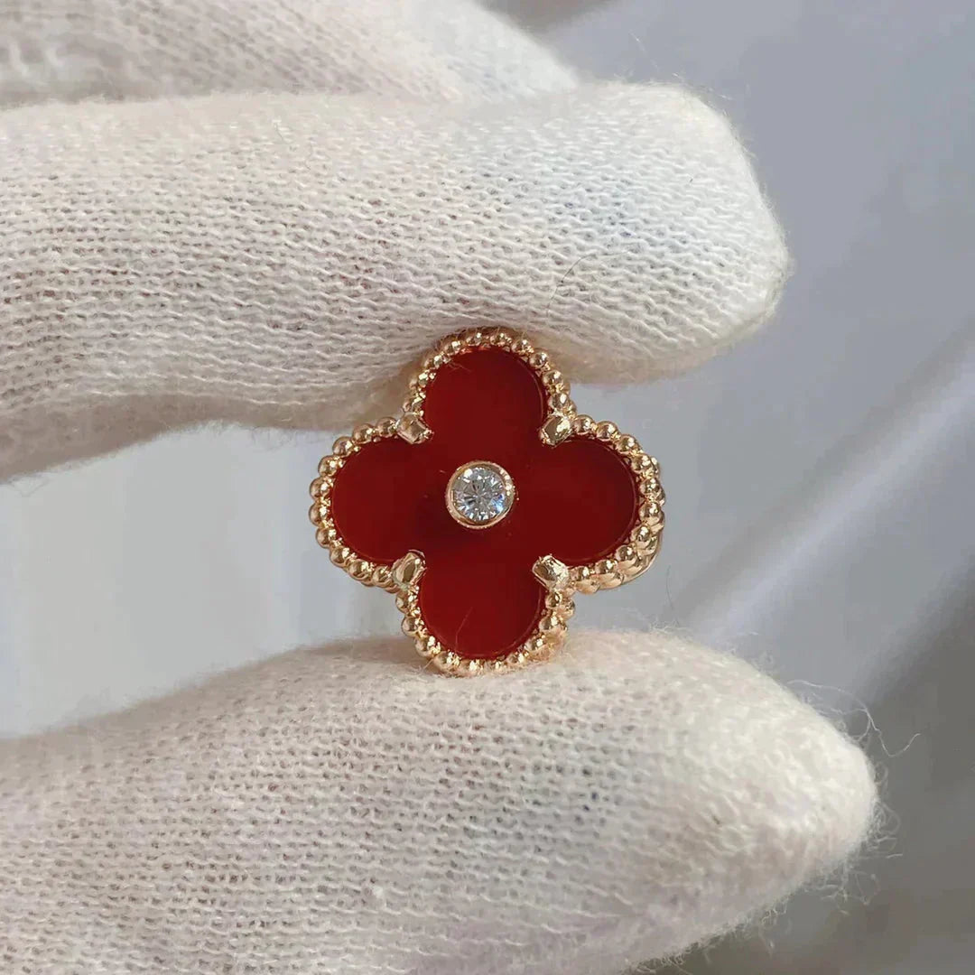 [LUXORA]CLOVER MEDIUM 1 MOTIFS CARNELIAN  DIAMOND earrings