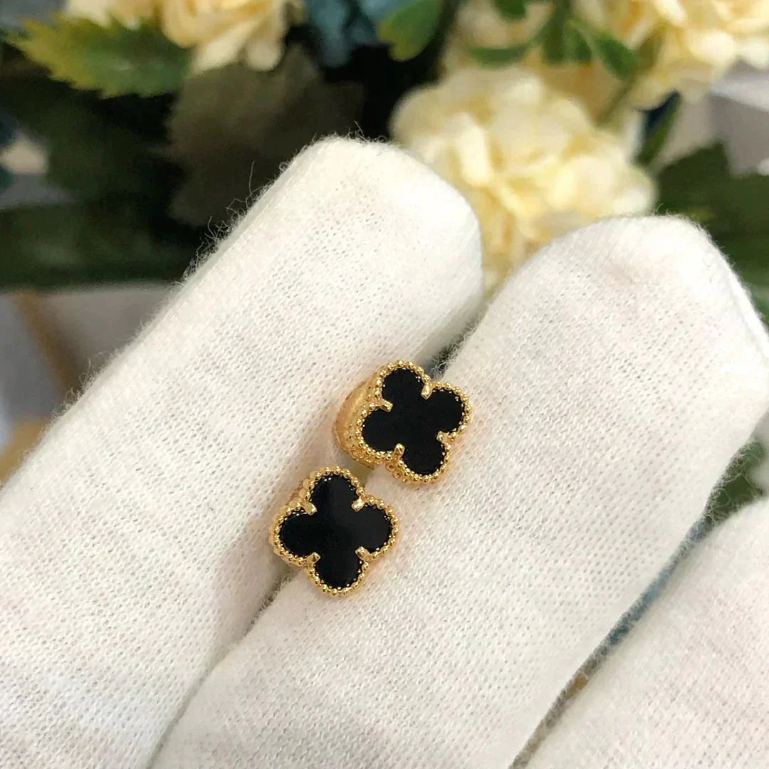 [LUXORA]CLOVER MINI 9.5MM BLACK MOP EARRINGS