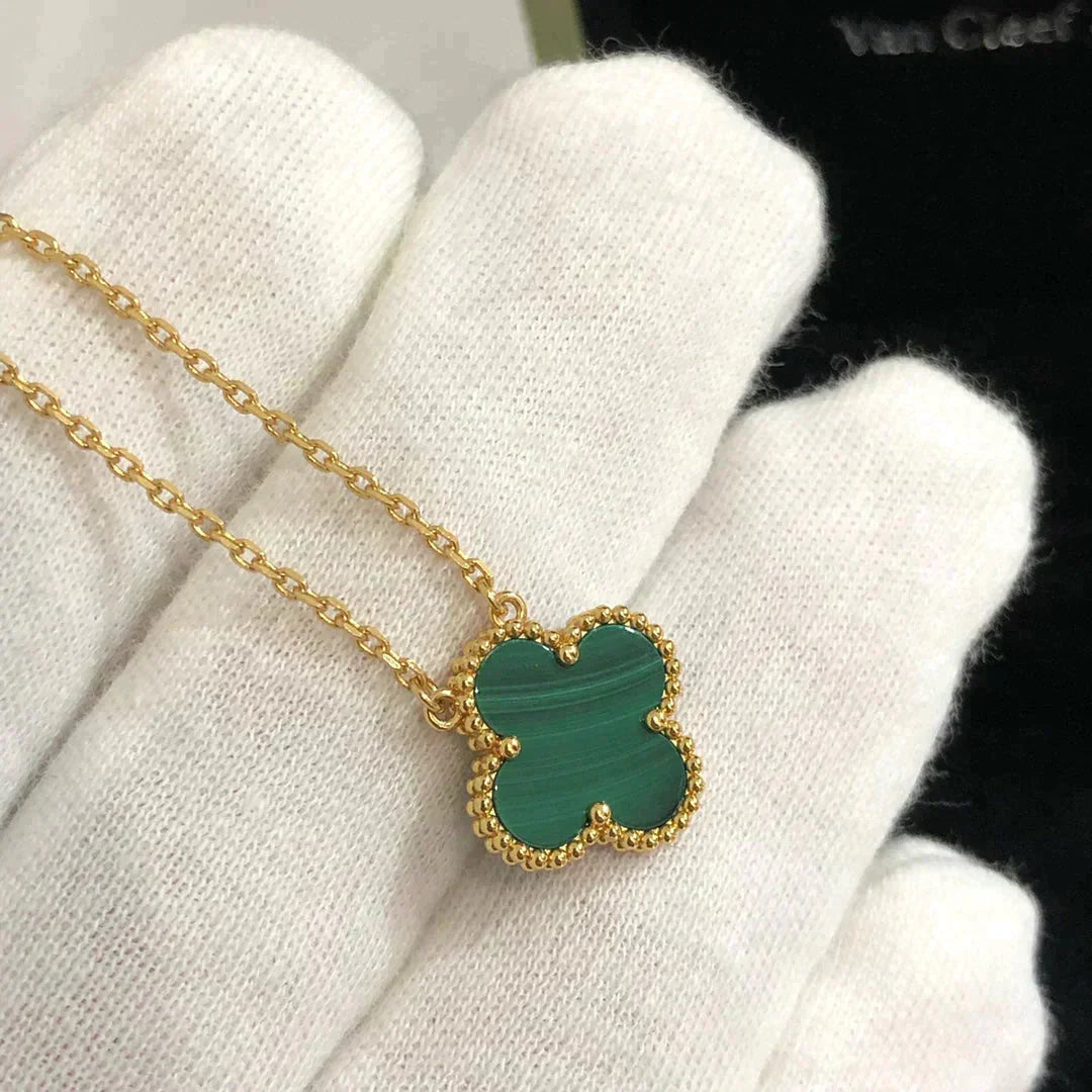 [LUXORA]CLOVER 15MM MALACHITE SINGLE FLOWER  NECKLACE