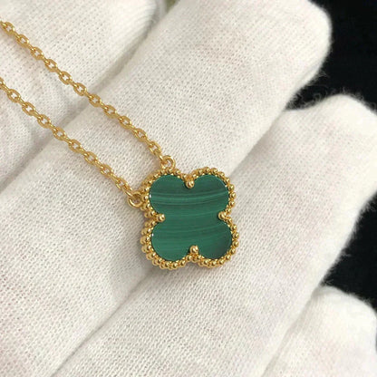 [LUXORA]CLOVER 15MM MALACHITE SINGLE FLOWER  NECKLACE