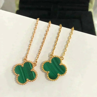 [LUXORA]CLOVER 15MM MALACHITE SINGLE FLOWER  NECKLACE