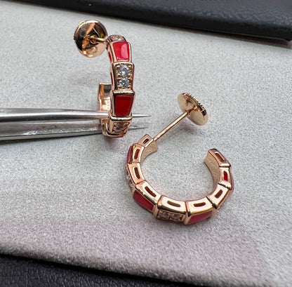 [LUXORA]SERPENTI CARNELIAN PINK GOLD EARRINGS