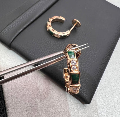 [LUXORA]SERPENTI MALACHITE PINK GOLD EARRINGS