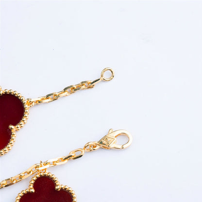 [LUXORA]CLOVER BRACELET 5 MOTIFS CARNELIAN TIGER EYE