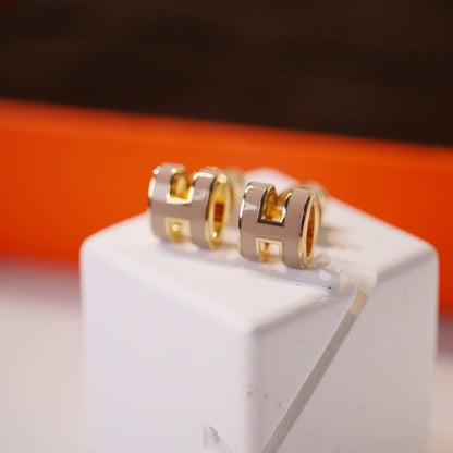 [LUXORA]MINI POP H GOLD EARRINGS GREY