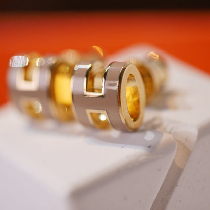 [LUXORA]MINI POP H GOLD EARRINGS GREY