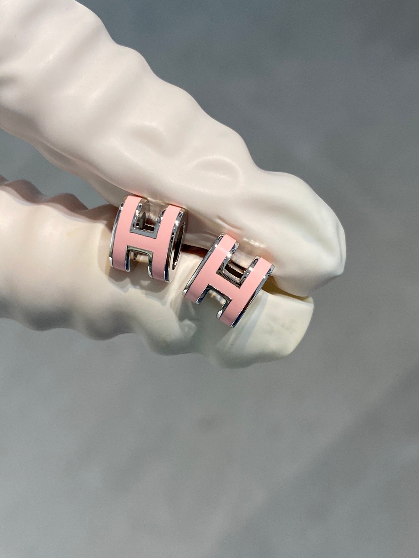 [LUXORA]MINI POP H SILVER EARRINGS PINK