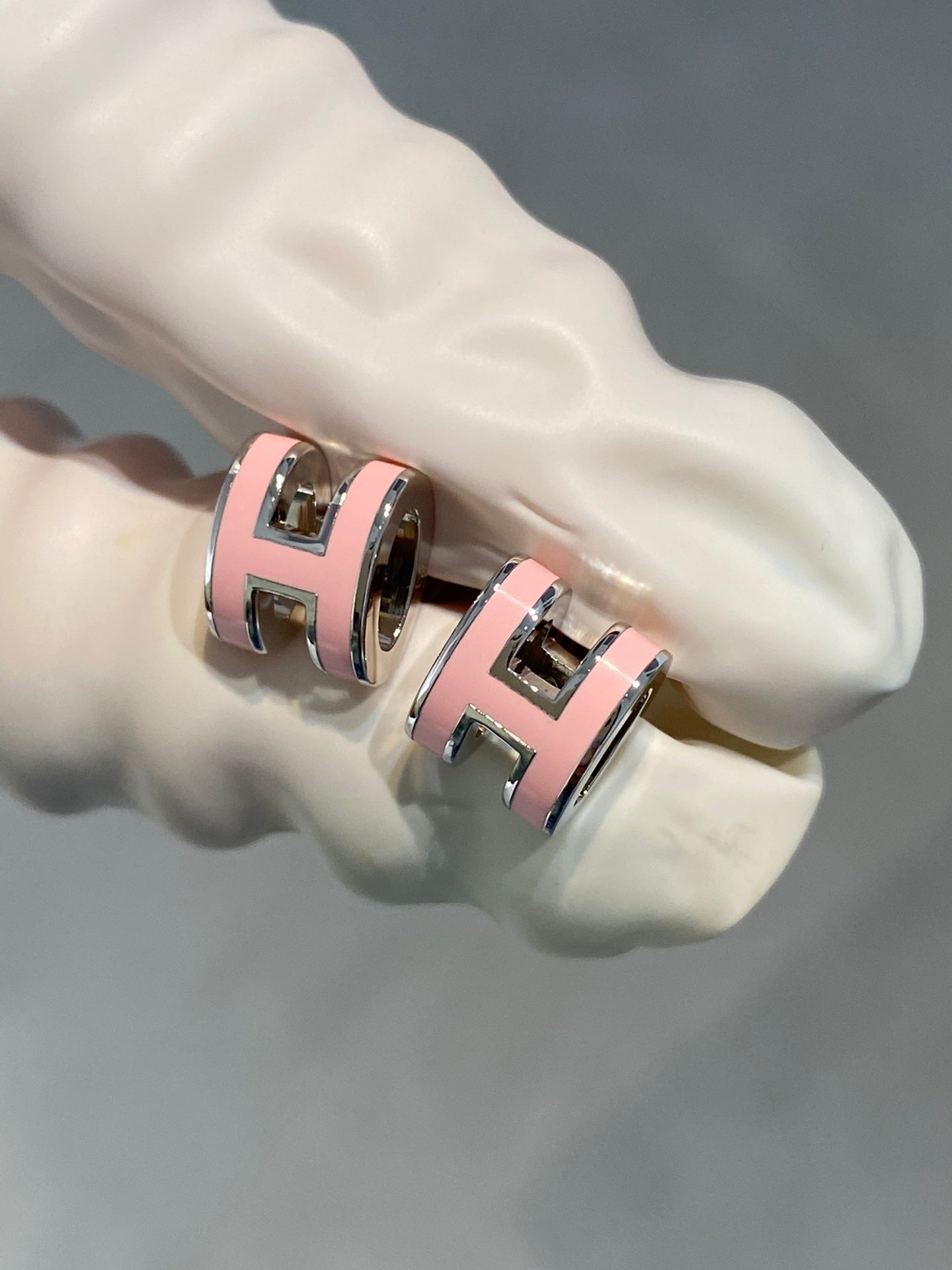 [LUXORA]MINI POP H SILVER EARRINGS PINK