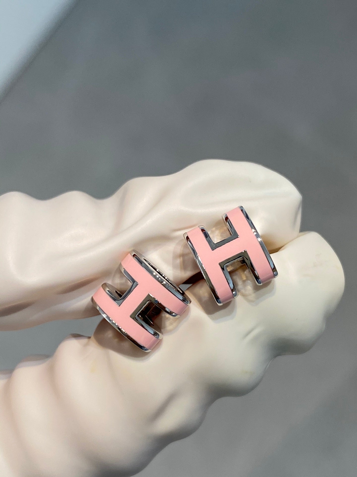 [LUXORA]MINI POP H SILVER EARRINGS PINK