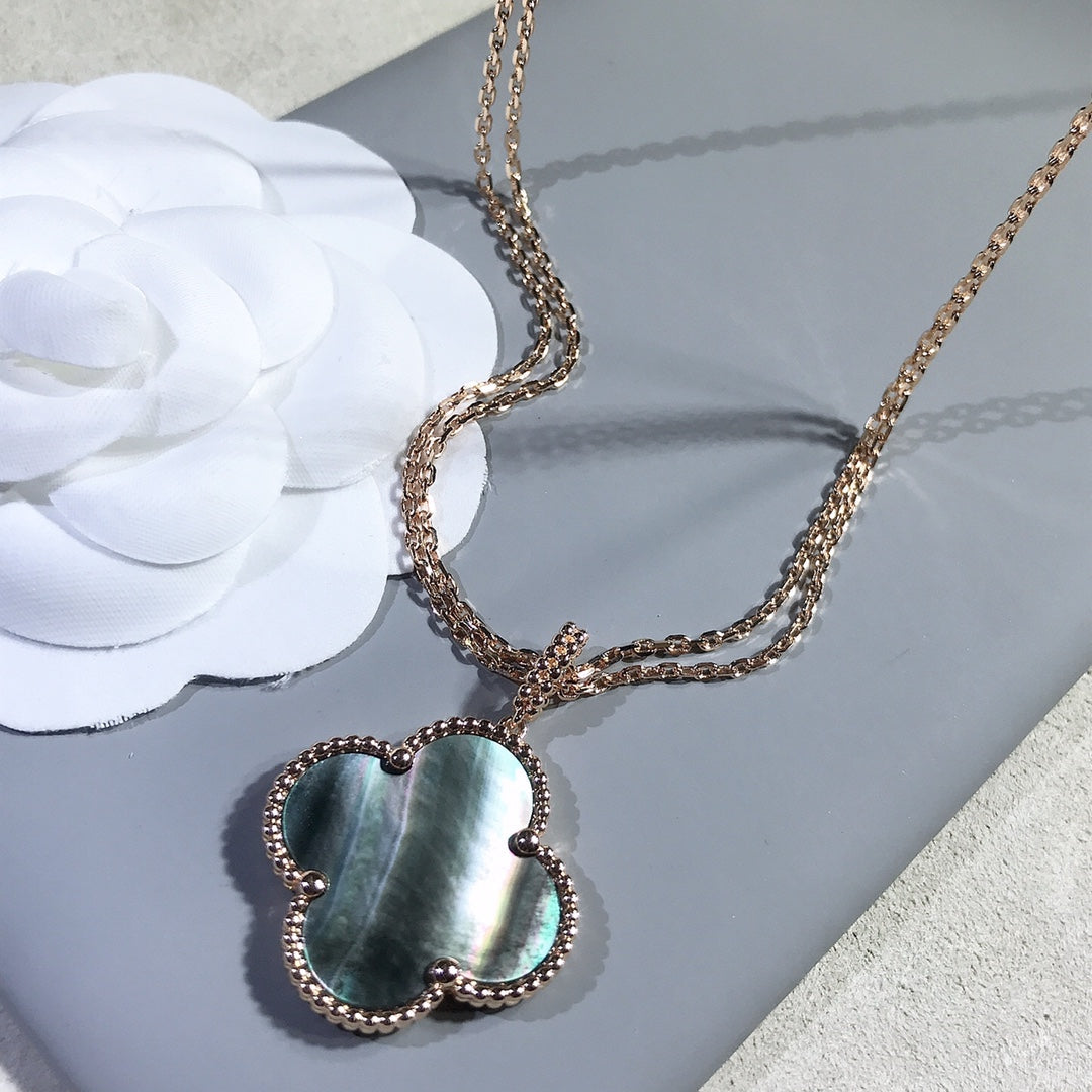 [LUXORA]CLOVER 25MM GOLD DARK MOP BIG CLOVER NECKLACE