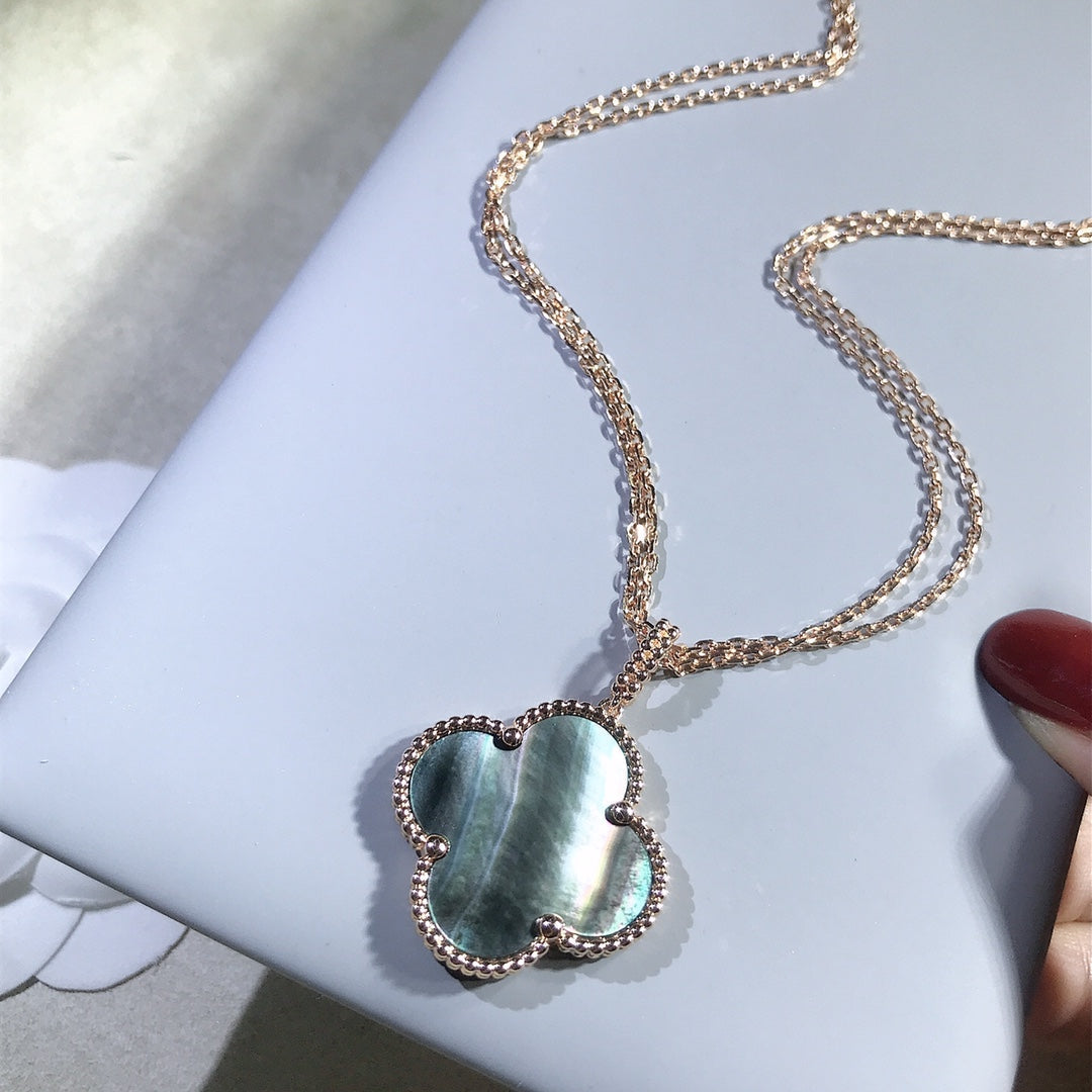 [LUXORA]CLOVER 25MM GOLD DARK MOP BIG CLOVER NECKLACE