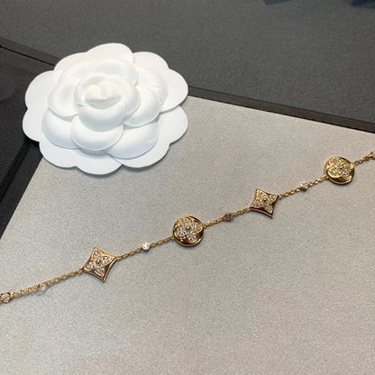 [LUXORA]STAR AND SUN 4 MOTIFS GOLD DIAMONDS BRACELET