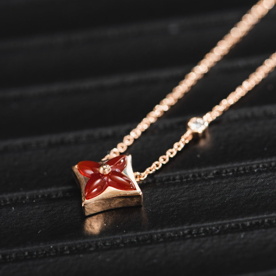 [LUXORA]STAR NECKLACE PINK GOLD 1 DIAMOND