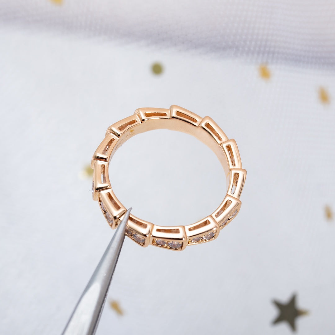[LUXORA]SERPENTI RING PINK GOLD DIAMOND PAVED 3MM