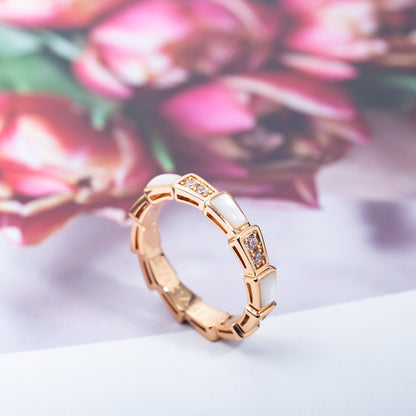 [LUXORA]SERPENTI RING PINK GOLD DIAMOND MOP 3MM