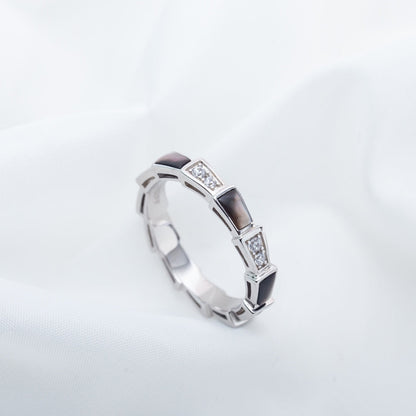 [LUXORA]SERPENTI RING SILVER  DIAMOND BLACK MOP 3MM