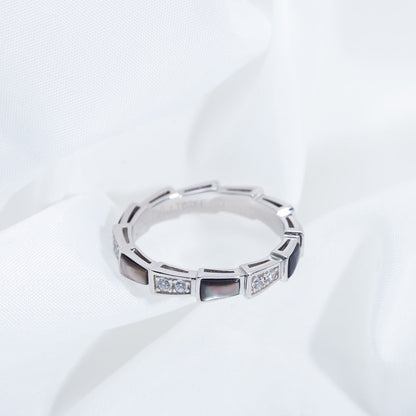 [LUXORA]SERPENTI RING SILVER  DIAMOND BLACK MOP 3MM